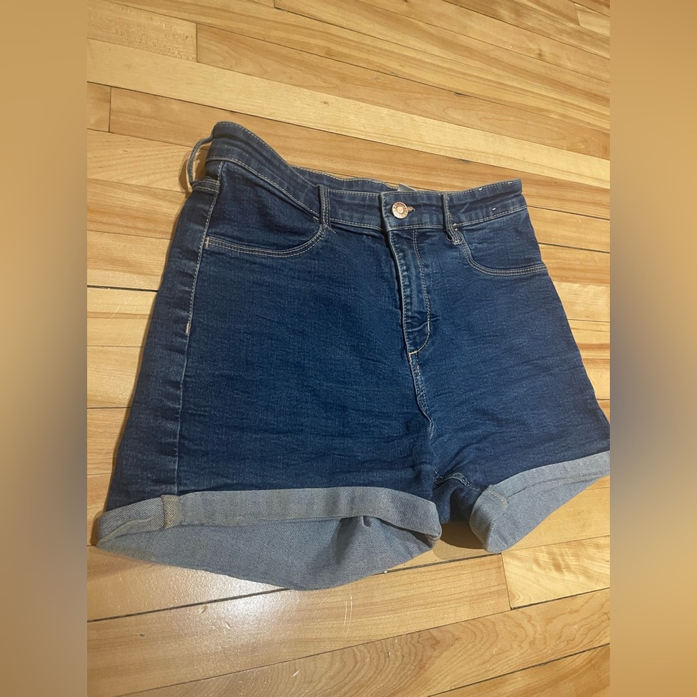 Dark Blue Denim Women's Roll-Cuff Shorts